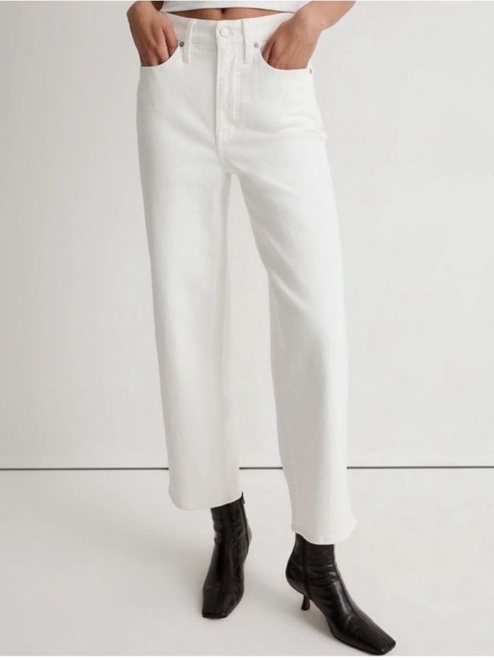 Madewell NWT Perfect Vintage Wide Leg Crop Jeans Size 14W High Rise Tile White